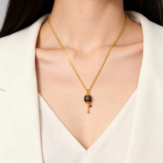 天然芽庄红土沉香包金吊坠 沉水级 SP10536 商品图1