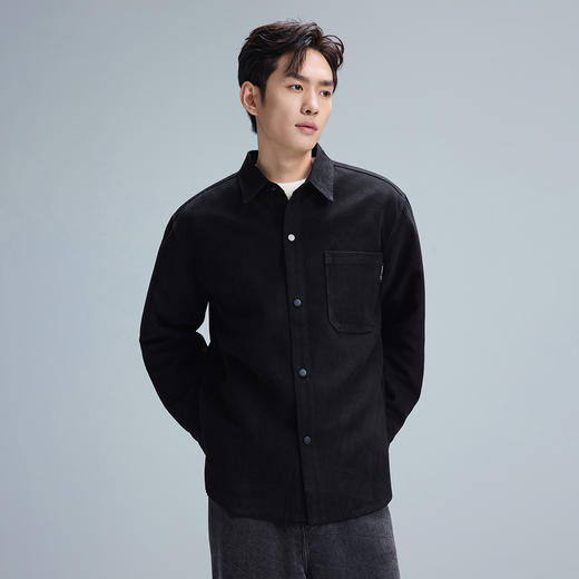 GXG男装25秋季日系复古简约翻领户外休闲宽松百搭男式长袖衬衫K&C 商品图3