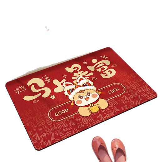 新春马年硅藻泥地垫浴室吸水防滑脚垫 新年喜庆 耐脏易打理红地垫 商品图4