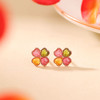 【碧玺四叶草耳钉】敦煌S925纯银镀玫瑰金碧玺时尚轻奢爱心四叶草耳钉心形银耳饰 商品缩略图0