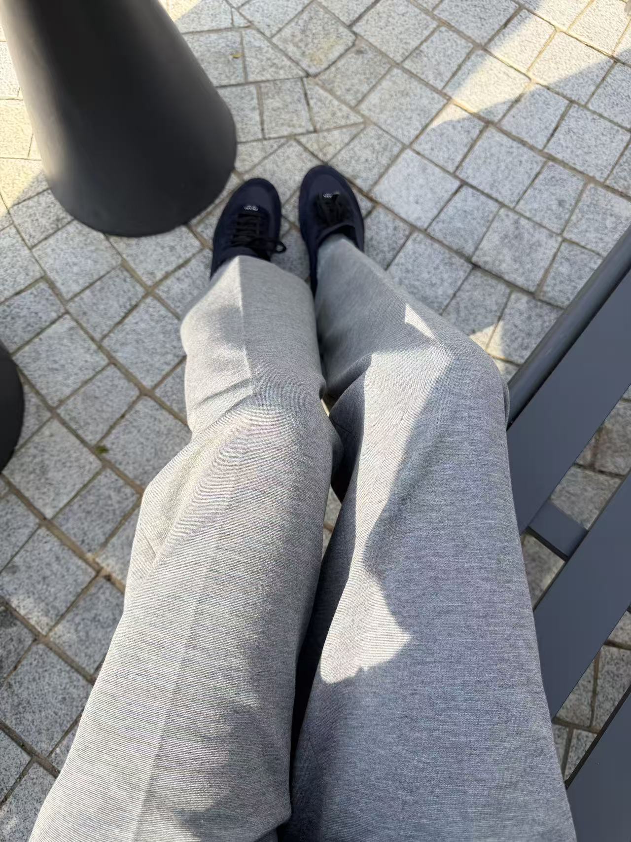 ROMISTUDIO“洒脱有型”锦氨混纺立体缝线直身灰西裤 RWCWXG6747