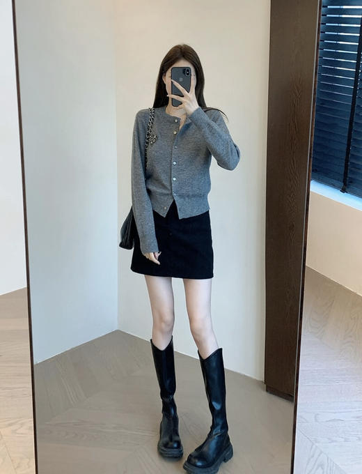 格雷系灰色MO家羊毛开衫毛衣优雅贵气 商品图7