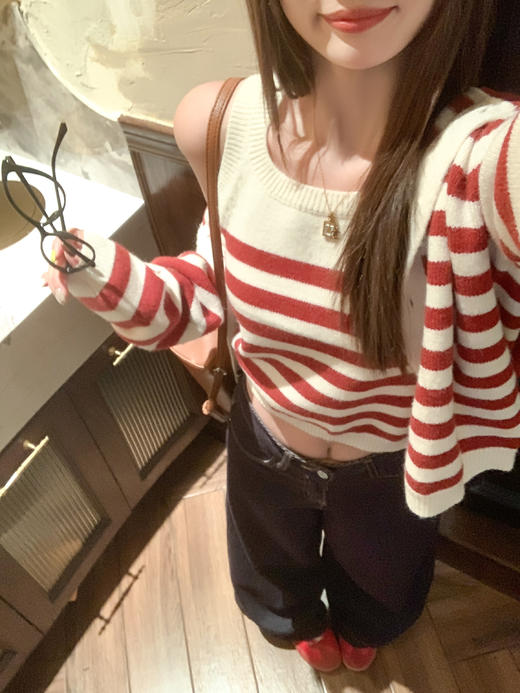 <曾小咸推荐>现货秒杀！微信超特价！红色条纹针织开衫 日常189.99 立减100 秒杀89.99！红条纹背心秒杀59.99！ 商品图8