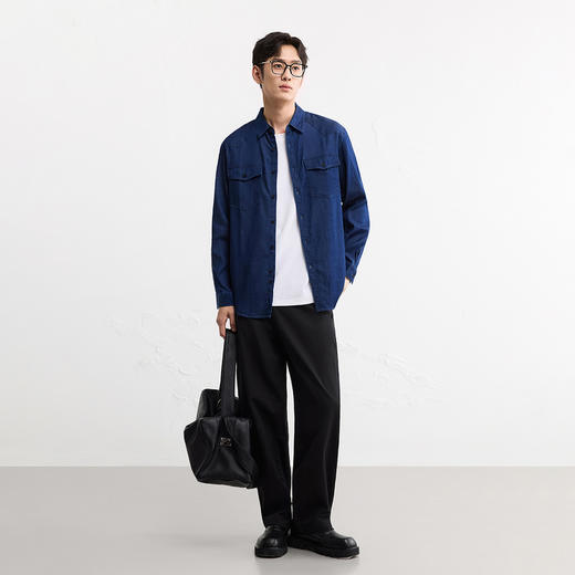 GXG男装【莱赛尔】25秋季时尚百搭日常通勤休闲翻领长袖男式衬衫K&C 商品图4