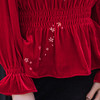 【林栖设计小店】【林栖推荐】（现货）2026年早春红色丝绒复古显瘦刺绣上衣N1954260 商品缩略图8