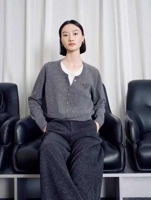 格雷系灰色MO家羊毛开衫毛衣优雅贵气 商品图10