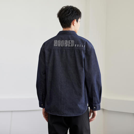 GXG男装【贴布口袋】春季男款时尚休闲牛仔翻领长袖衬衫K&C 商品图2