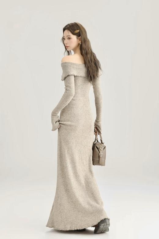 SIA SAYLOR 性感一字肩修身针织连衣裙 21793 商品图4