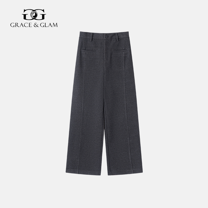 Grace&Glam 秋冬毛呢羊毛超模直筒阔腿裤