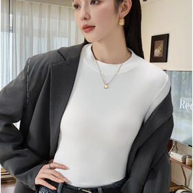 【买一送一】小立领+圆领2款可选 2025年秋冬长袖t恤纯女色修身洋气中领内搭白色上衣半高领打底衫