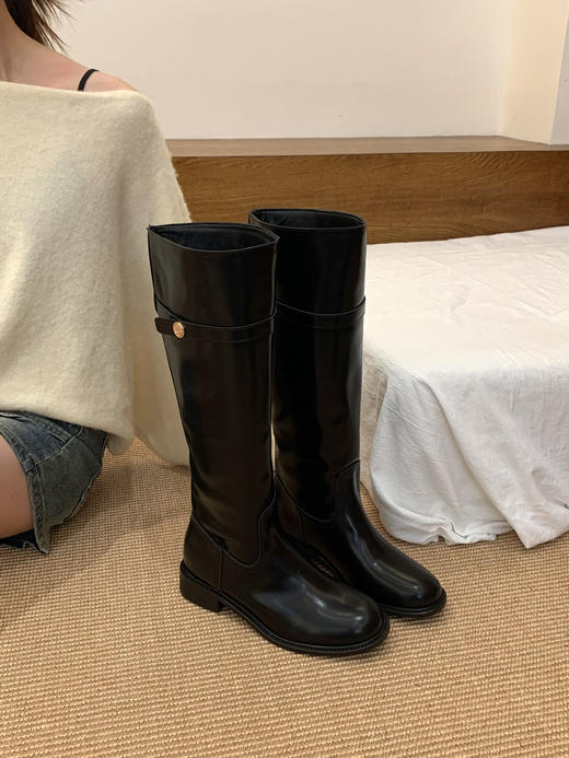 【YW】无忧购小金币不过膝长筒靴女英伦风骑士靴905#（截单后3-5天发货） 商品图4