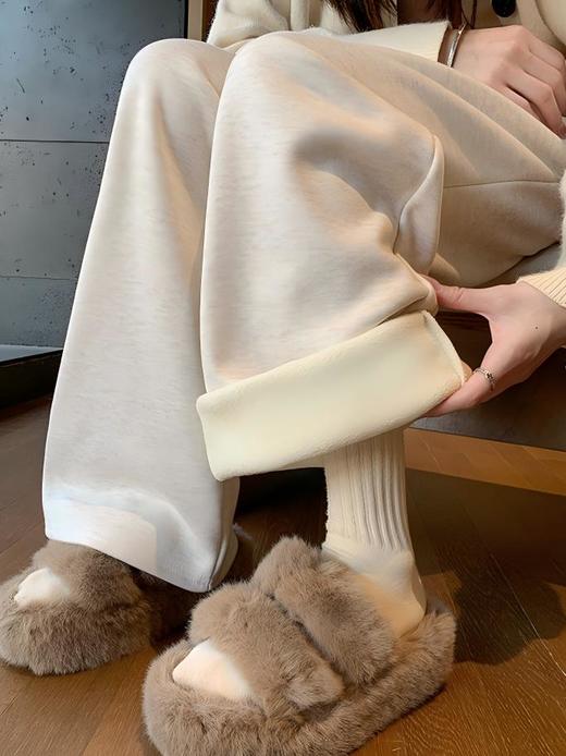 羊羔绒暖暖裤 女2025新款秋冬季直筒慵懒休闲加绒加厚阔腿裤 商品图4