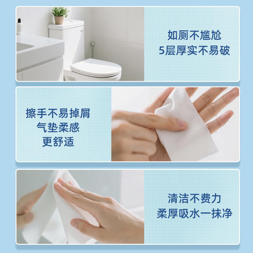 植护 气垫无芯卫生纸（碎冰蓝系列）115*120/5层 100g 24卷*1提 商品图2