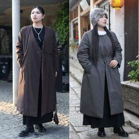 一周发货【不压肩 防跑绒 90白鸭绒羽绒服】2色高级灰、质感咖，灰色面布85%棉，15%亚麻；咖色46%天丝，41%棉，13%亚麻，新国标白鸭绒填充，附检测证明，老钱松弛感羽绒外套，行走的保暖小被子