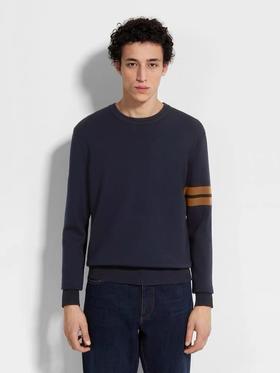 Zeg*同款袖侧条纹男士针织羊毛衫