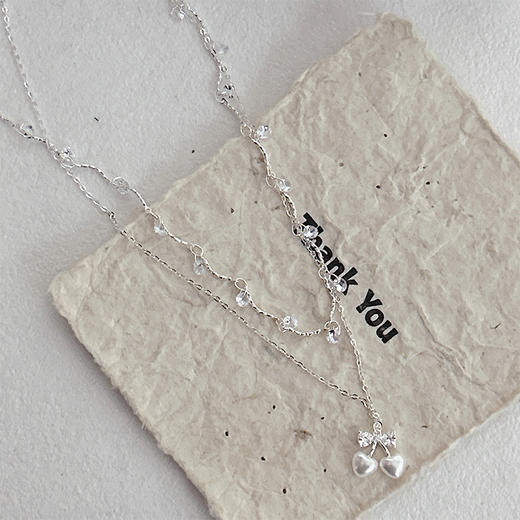 双层串珠项链温柔气质小众高级锁骨链叠戴项链-纪念日百货门店同款 163001551 商品图2