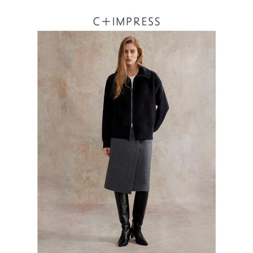 托卡羊毛松弛感厚实保暖圈圈纱针织开衫 商品图3