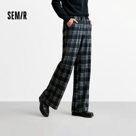 森马休闲裤女冬格子加绒长裤宽松2025新款盐系慵懒复古潮流阔腿裤