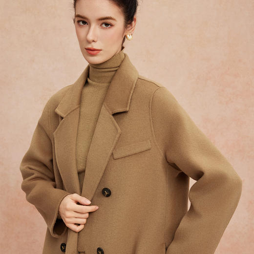 QH948斯尔丽25新款一手长小个子直身简约百搭通勤双面呢羊毛短大衣 商品图2
