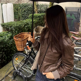 ROMI STUDIO“飞行夹克”英国进口羊皮革复古羽绒皮衣 RWCAWU6262