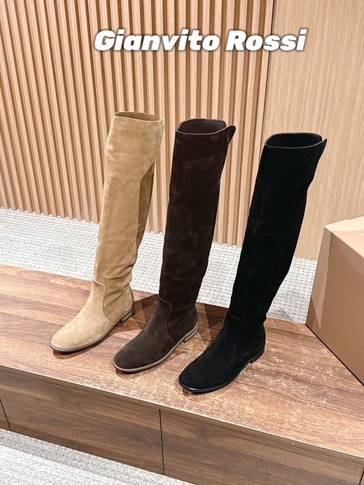 Gianvito Rossi 复古麂皮过膝长筒靴(DBG) 商品图2