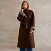 花纱羊毛撞色拼接双排扣长款复古单面毛呢大衣 商品缩略图2
