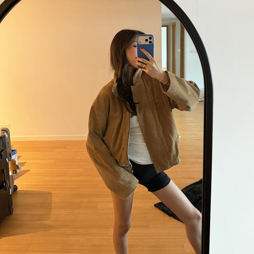 ROMI STUDIO“丝光牛绒”新西兰进口牛绒皮立体裁剪皮衣 RWCWWG6117 商品图1