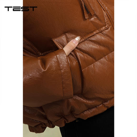 冬上新立领宽松通勤时尚保暖羽绒仿皮外套2254117 商品图3