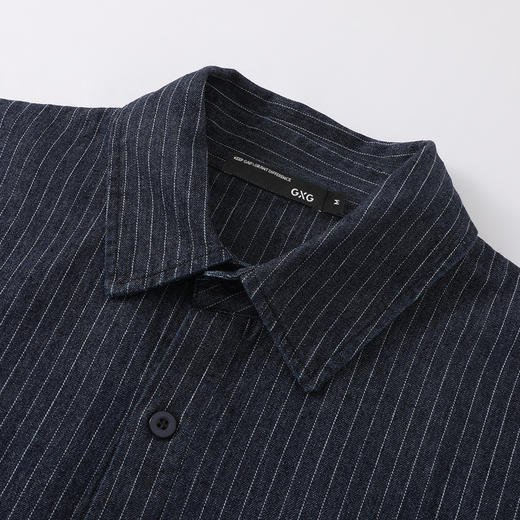 GXG男装25秋季经典条纹休闲日常通勤简约翻领外穿衬衫男式夹克衫K&C 商品图6