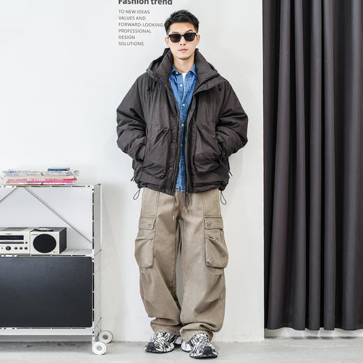 徐太浪【抽绳收腰 松紧连帽】大口袋羽绒服男冬季男装防寒服外套 商品图3