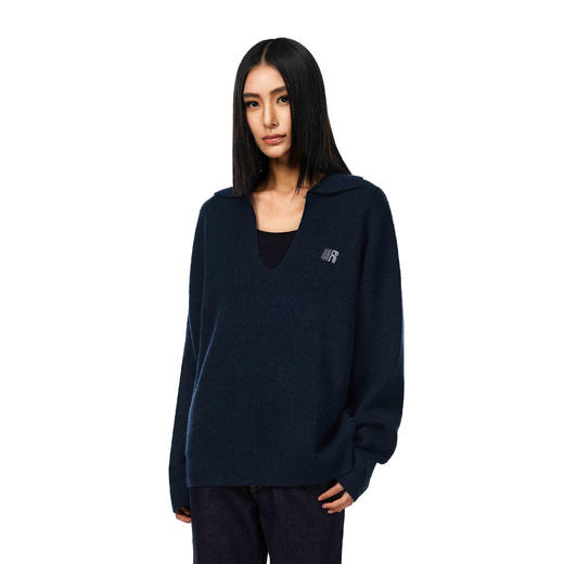 FDR官方店 V领坑条毛衣2025新款针织衫女设计感小众高级感秋冬 商品图0