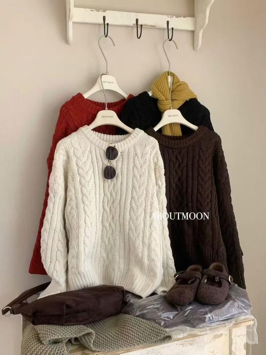 【YW】无忧购韩系复古浮雕麻花毛衣女秋冬慵懒纯色针织上衣2246#（截单后3-5天发货） 商品图0