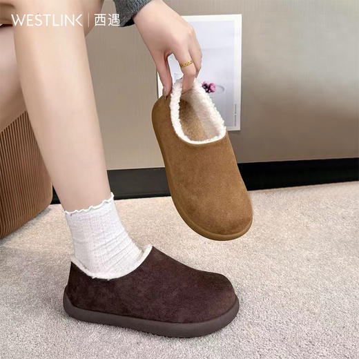 西遇一脚蹬勃肯鞋女新款冬季复古外穿毛毛鞋保暖加绒雪地靴K0057321 商品图2