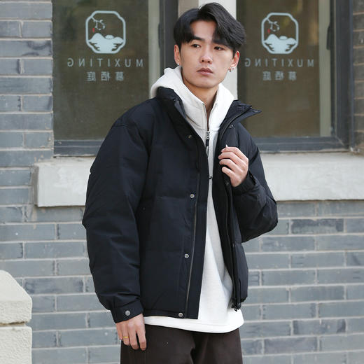 DRONKOO 2025 立领前襟绗线钉扣下摆双层基础短款中厚羽绒服 商品图3