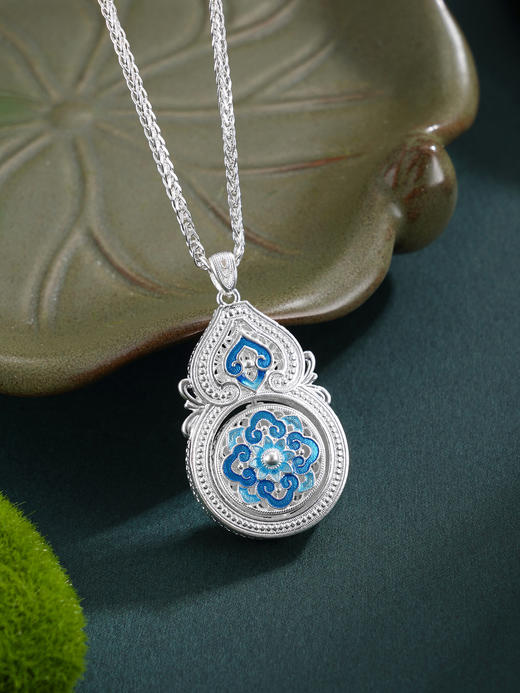 子佩集【福禄宝相】银S990吊坠【QFDZ048】原创作品花丝珐琅彩可转动(不含链)2511 商品图3