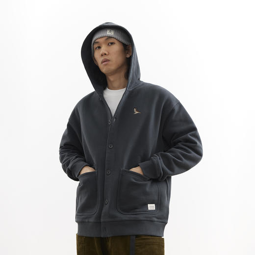 吃茶去chichaqu25重磅带帽开衫卫衣复古加厚帽衫秋冬休闲男女百搭 商品图12