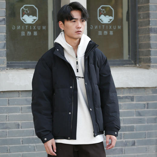 DRONKOO 2025 立领前襟绗线钉扣下摆双层基础短款中厚羽绒服 商品图2