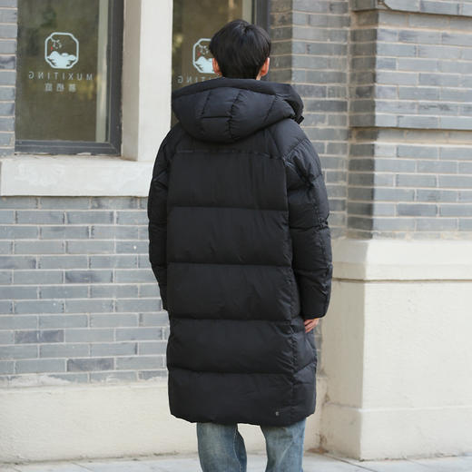 DRONKOO 2025 连帽后幅织带前斜绗线中长款厚羽绒服 商品图4