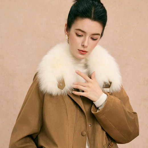 QP603斯尔丽2025冬季新款狐狸毛内胆鹅绒保暖轻薄短款廓形时尚皮草 商品图4