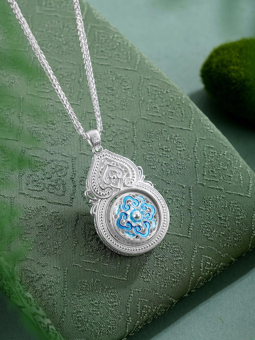 子佩集【福禄宝相】银S990吊坠【QFDZ048】原创作品花丝珐琅彩可转动(不含链)2511 商品图11