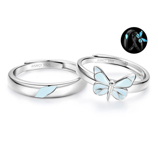 Fanci范琦蝶光情侣对戒S925银戒指ins风蝴蝶小众轻奢送女友礼物 商品图5