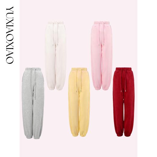 余潇潇【加州旅行】加绒保暖棉混纺烫钻水晶珠点缀百搭宽松束脚裤 商品图0