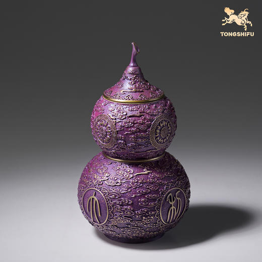 铜师傅《紫气东来双层茶叶罐》客厅桌面茶叶罐铜摆件 家居工艺品 商品图3