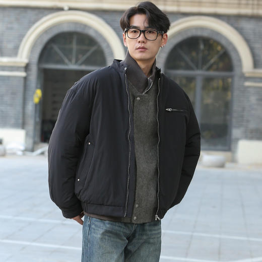 DRONKOO 2025 立领防风扣左侧拉链短款厚棉服 商品图1