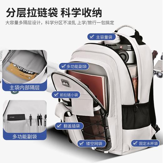 新款潮流初高中学生大容量书包时尚简约百搭双肩包轻便通勤背包 商品图3