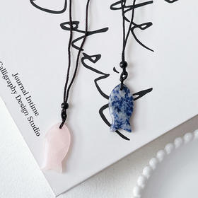 设计精致小巧小鱼吊坠天然石长链项链-纪念日百货门店同款168195315