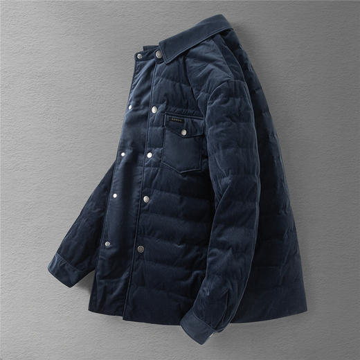 罗蒙白鸭绒羽绒服翻领灯芯绒面料保暖舒适暖和休闲通勤日常棉服外套 商品图7