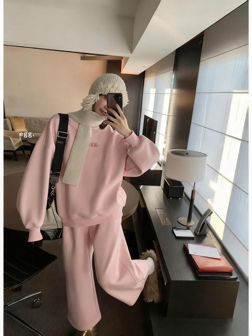 韩订正品egg冬季加绒卫衣Double绒感 商品图6