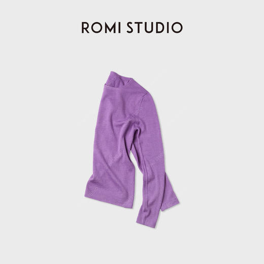 ROMI STUDIO“绝绝紫”羊毛桑蚕丝舒适圆领套头打底毛衫 RWCWST6961 商品图3