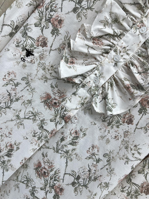 女款木耳边印花长袖衬衫 可配套装zh010 商品图2